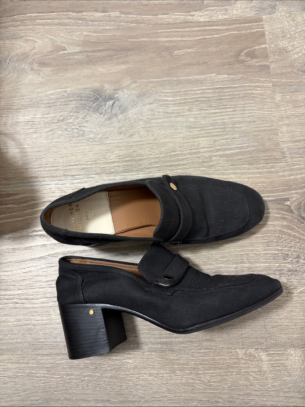 Laurence Dacade Paris Black Canvas Sully Heeled Loafers - Size 38